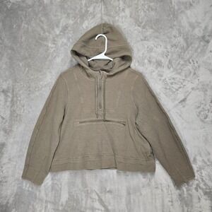 Lululemon Textured Cropped Hoodie Pullover Quarter Zip Gray Size 4 Pocket